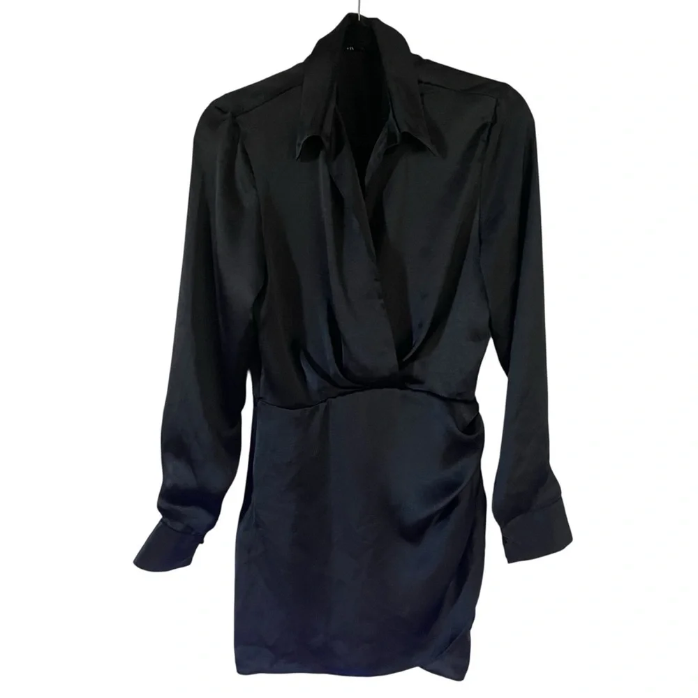 Zara Black Satin Dress Size S - Picture 2 of 9